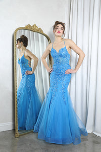 Guess I'm In Love Blue Gown - E-9696