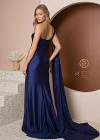 Drape Sleeve Mermaid Gown | Navy