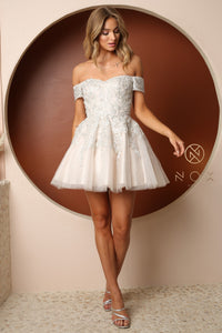 White Off Shoulder Mini Dress - N-H772