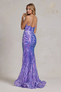Sequin Sweetheart Neckline Leaf Gown | Lilac