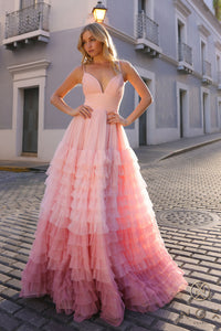 Ombre Tiered Gown | Pink