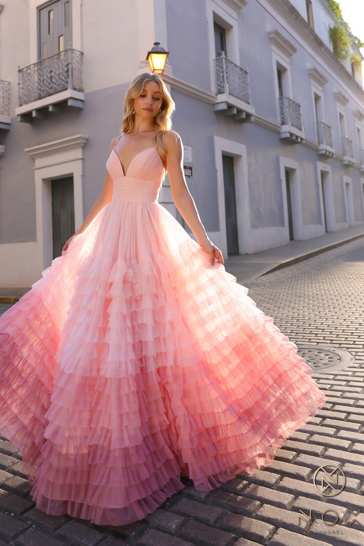 Ombre Tiered Gown | Pink