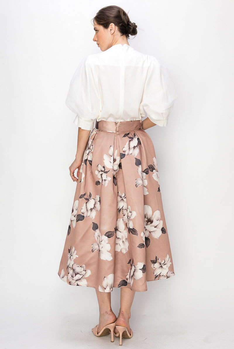 Cappuccino Floral Printed Mini Skirt