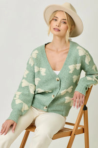 Mint Ribbon Button Down Cardigan
