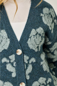 Floral Button Down Cardigan | Emerald