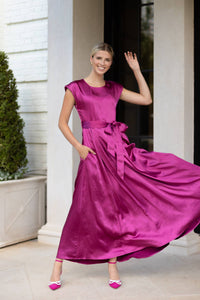 Olivia Gown - Mulberry Pink Washed Satin