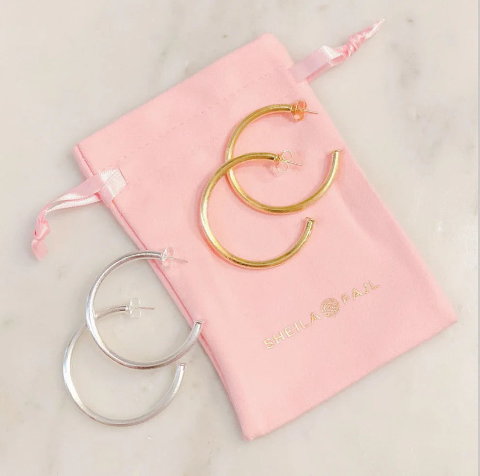 Petite Everybody's Favorite Hoop - Brushed Silver