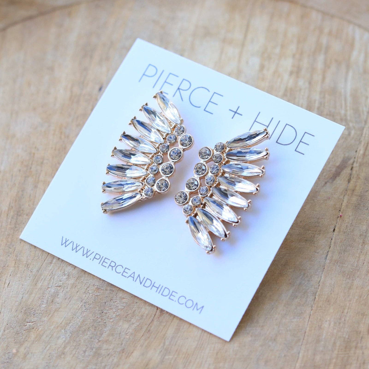 Gold Crystal Marquis Wing Earrings