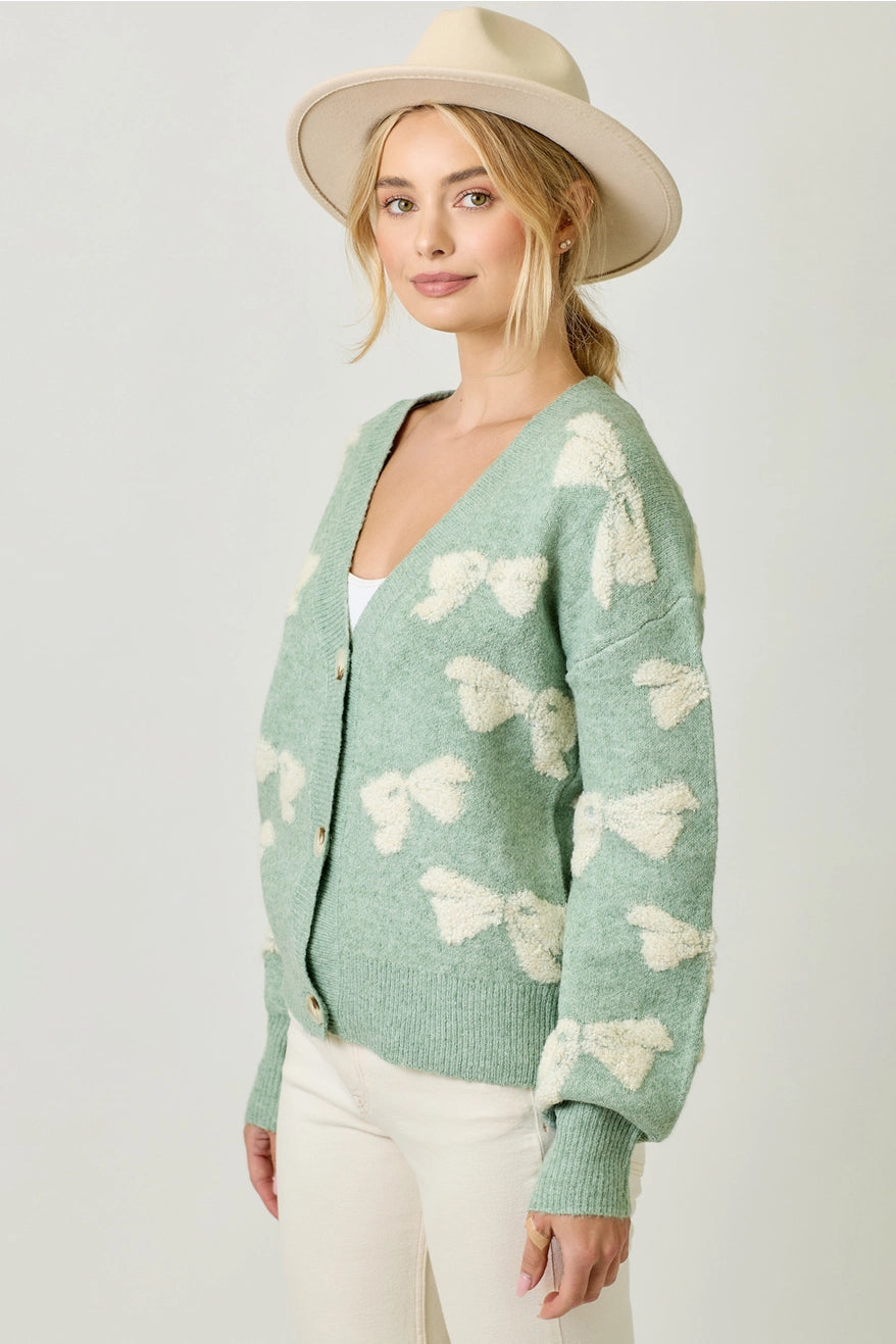Mint Ribbon Button Down Cardigan