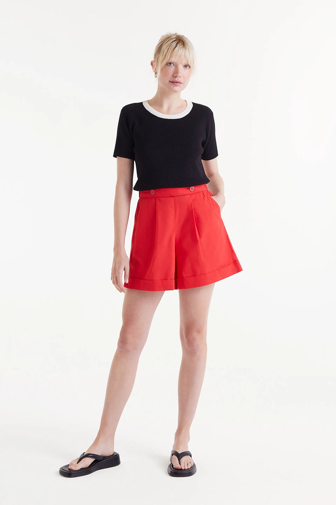 Red Button Shorts