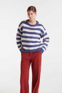 Navy & White Striped Sweater