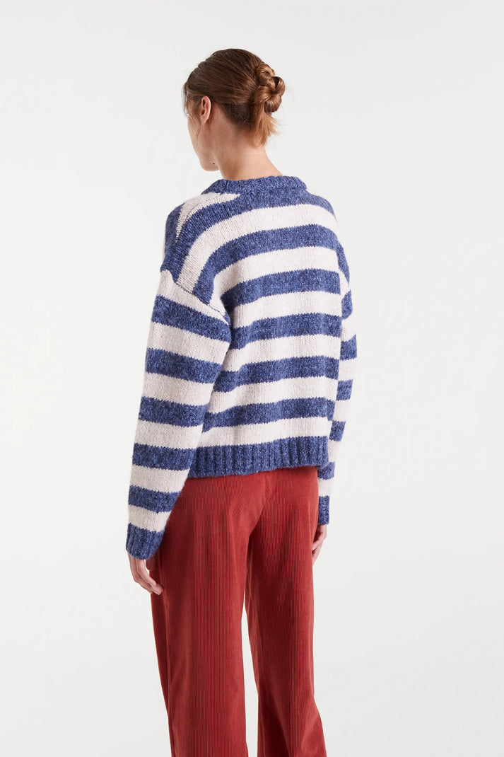 Navy & White Striped Sweater