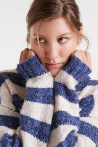 Navy & White Striped Sweater