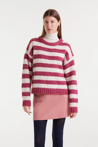 Fuchsia & White Striped Sweater