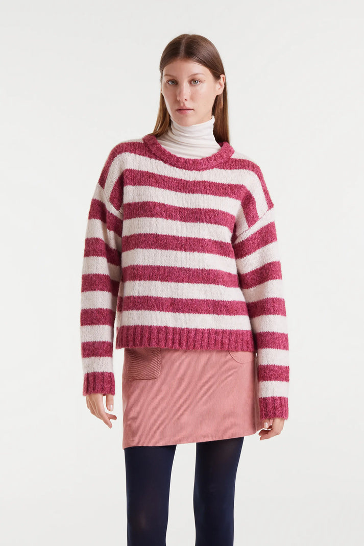 Fuchsia & White Striped Sweater