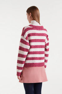Fuchsia & White Striped Sweater