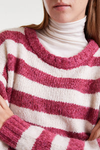 Fuchsia & White Striped Sweater