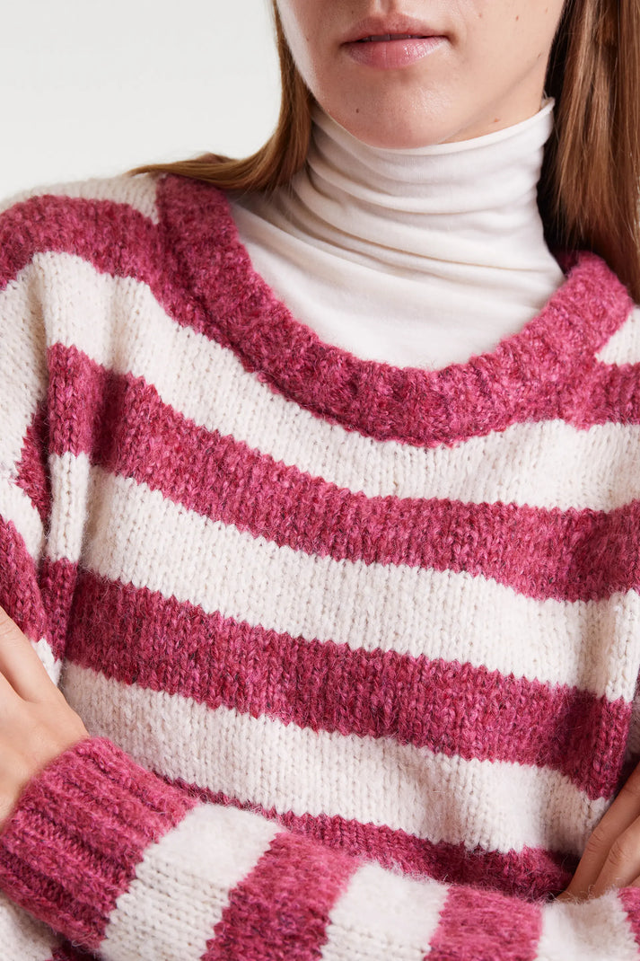 Fuchsia & White Striped Sweater