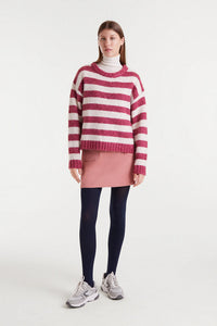 Fuchsia & White Striped Sweater