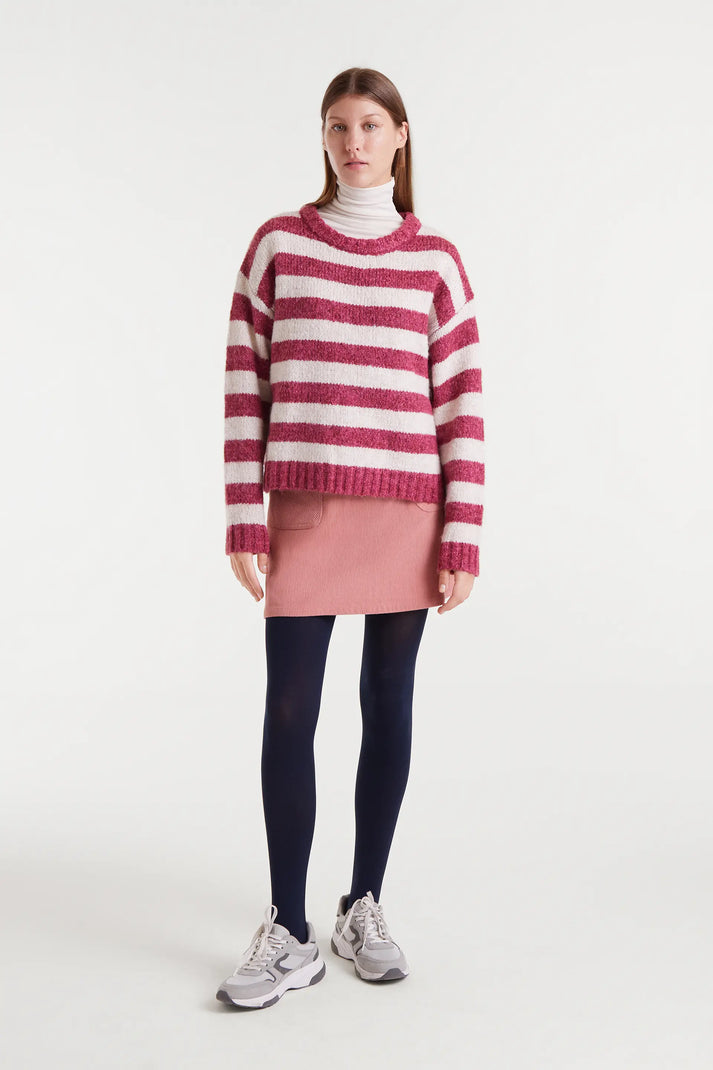 Fuchsia & White Striped Sweater