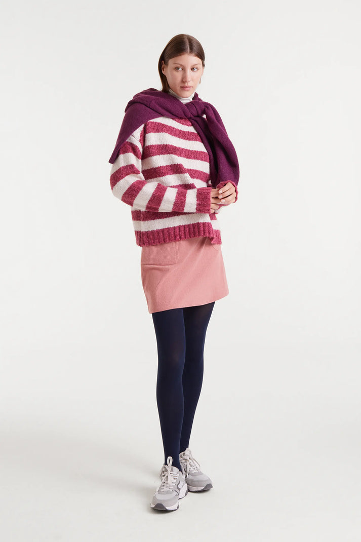 Fuchsia & White Striped Sweater