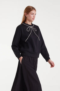 Jewel Neck Bow Sweatshirt