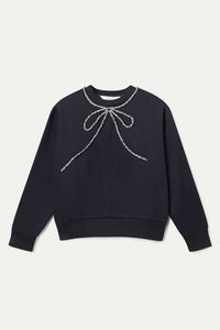 Jewel Neck Bow Sweatshirt