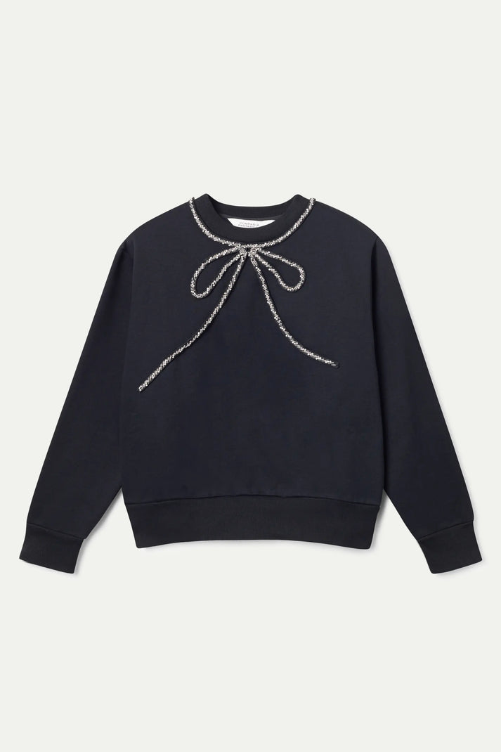 Jewel Neck Bow Sweatshirt