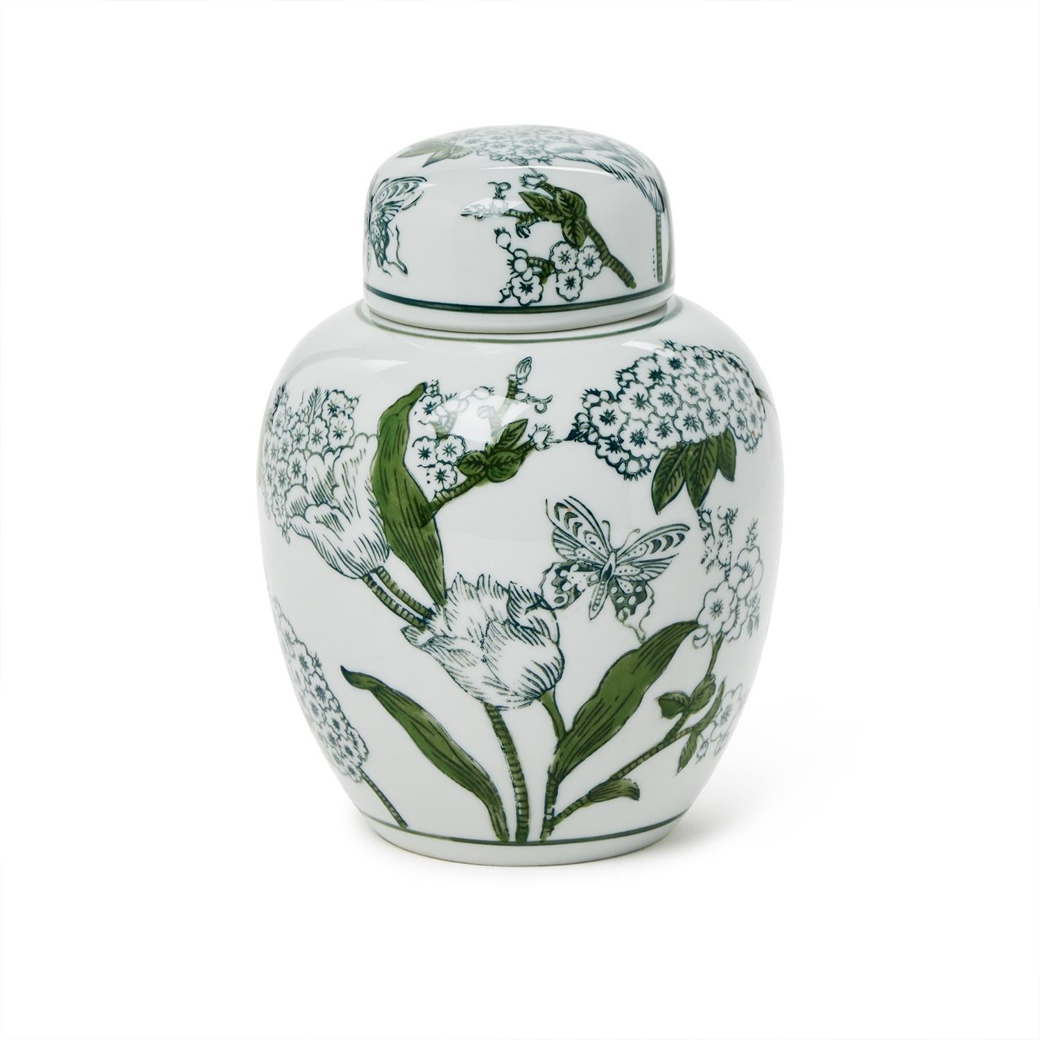 Primrose & Lotus Hand-Painted Ginger Jar