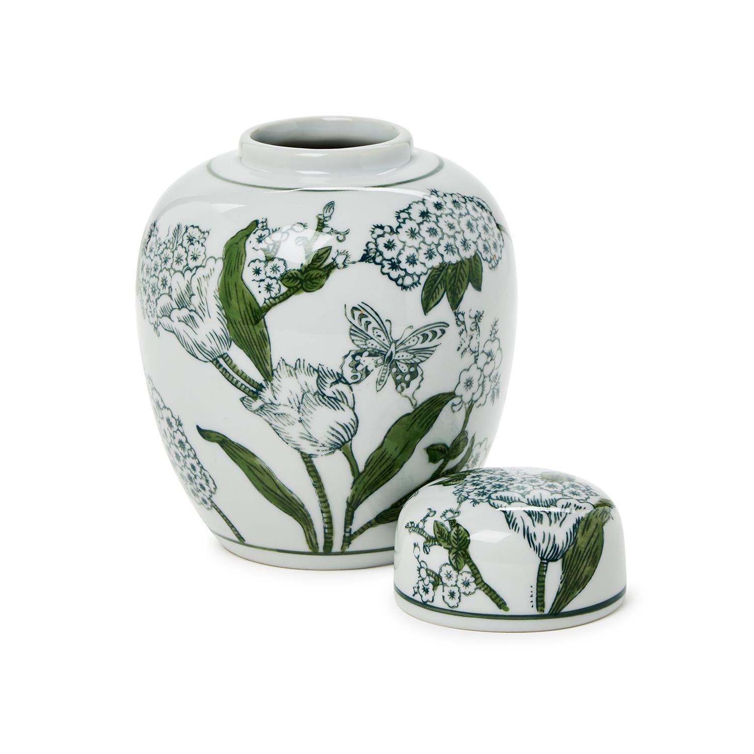 Primrose & Lotus Hand-Painted Ginger Jar
