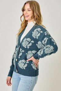 Floral Button Down Cardigan | Emerald