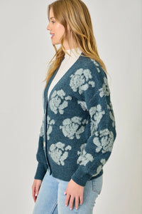 Floral Button Down Cardigan | Emerald
