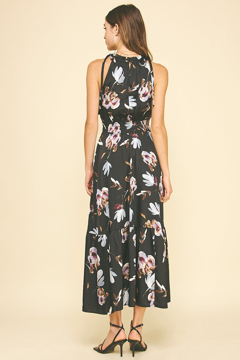 Black Multi Halter Neck Dress