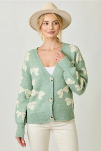 Mint Ribbon Button Down Cardigan