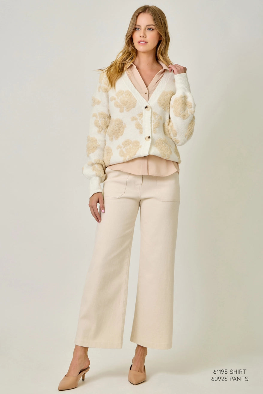 Floral Button Down Cardigan | Cream