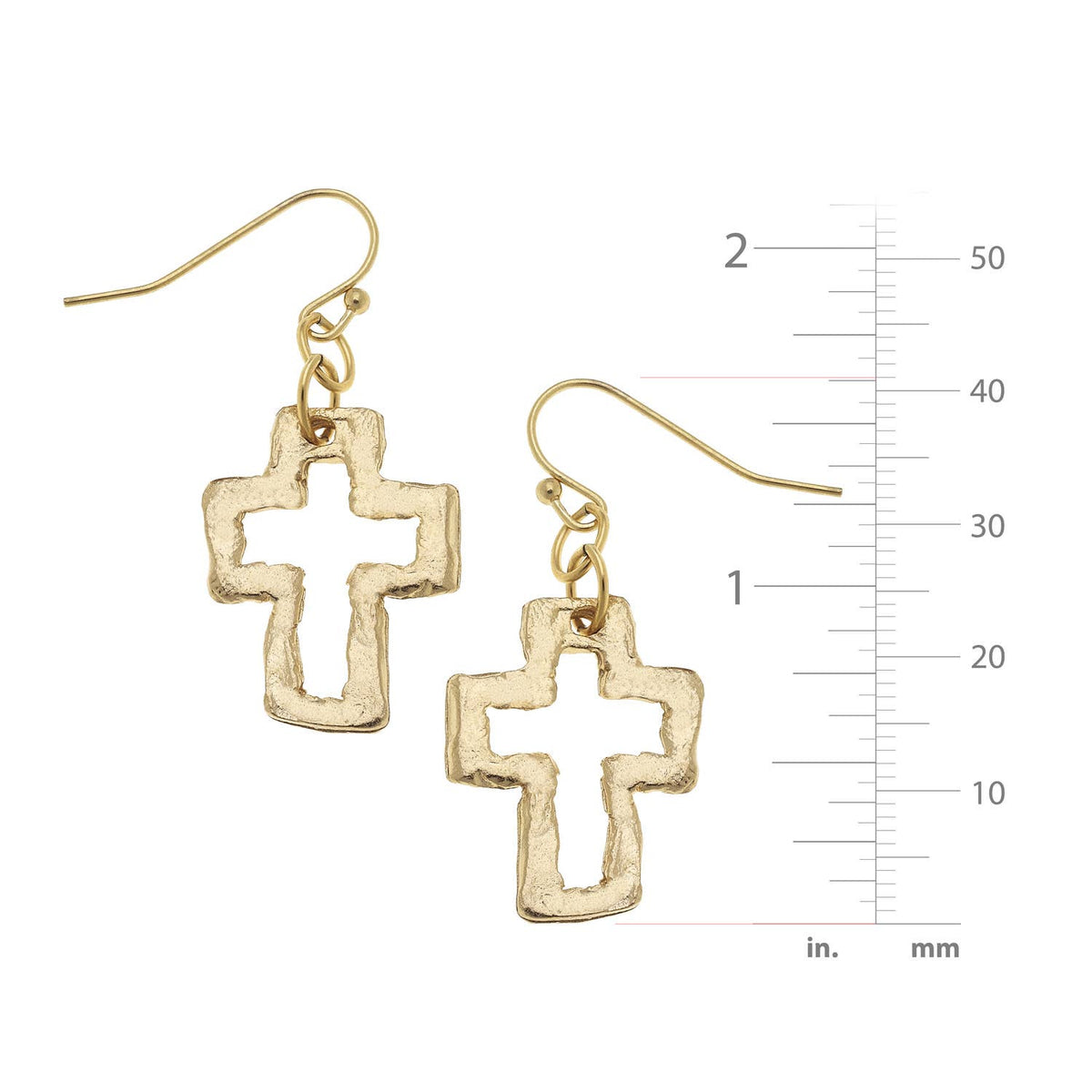 Susan Shaw | Gold Open Cross Earrings
