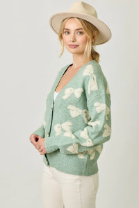 Mint Ribbon Button Down Cardigan