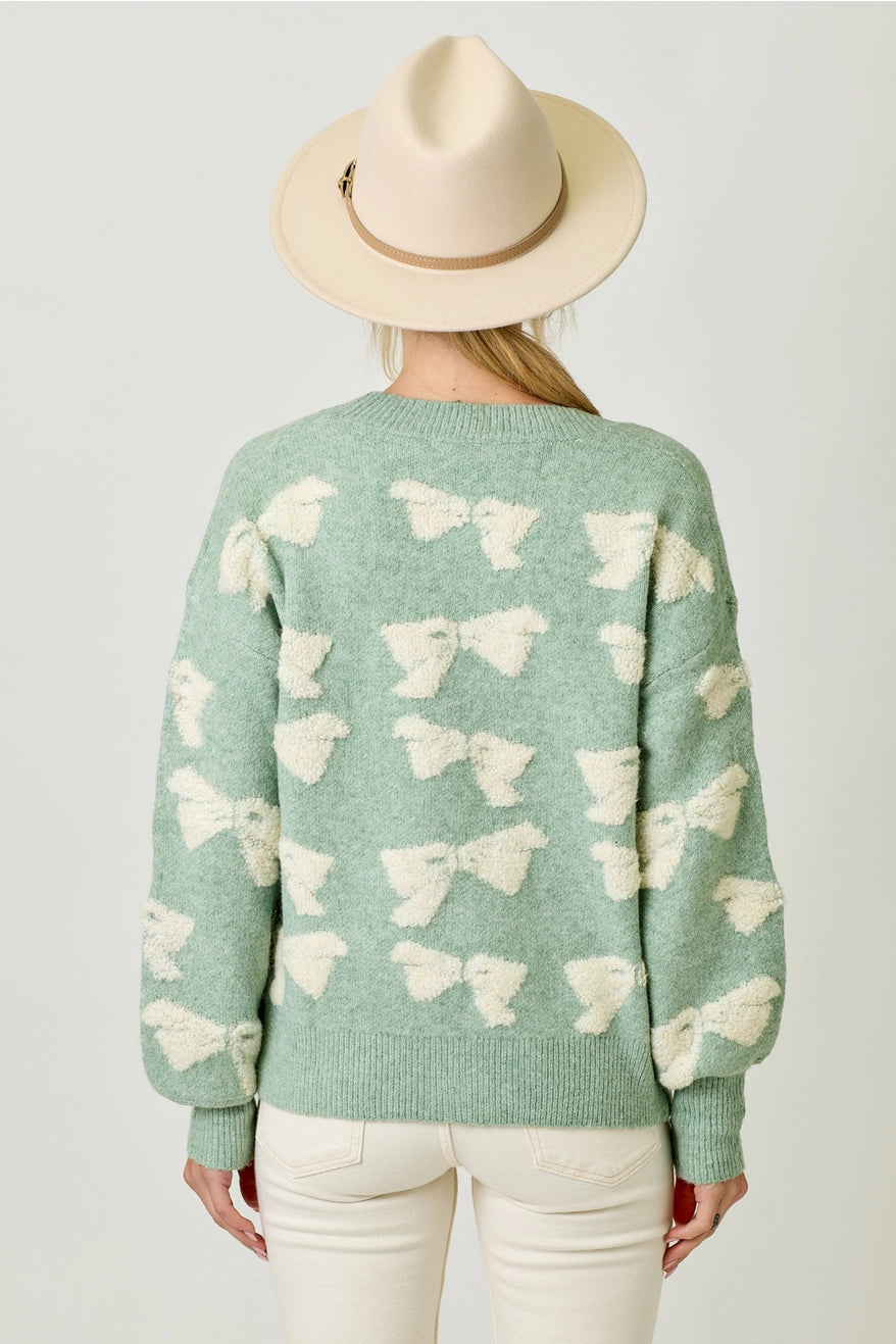 Mint Ribbon Button Down Cardigan