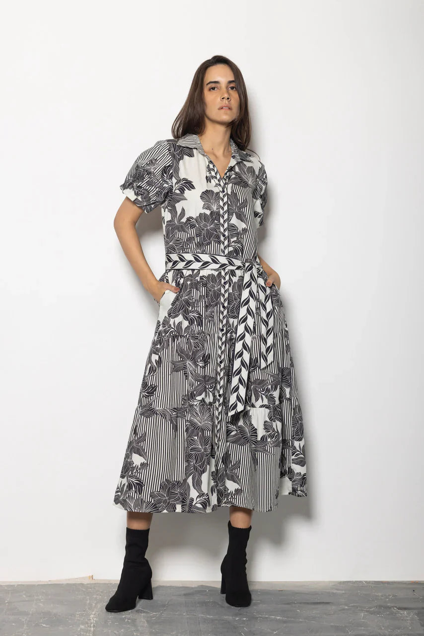 Della Noir Floral Dress