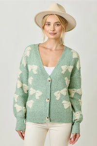 Mint Ribbon Button Down Cardigan