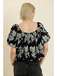 Embroidered Puff Sleeve Top