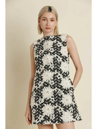 Embroidered Twill Mini Dress