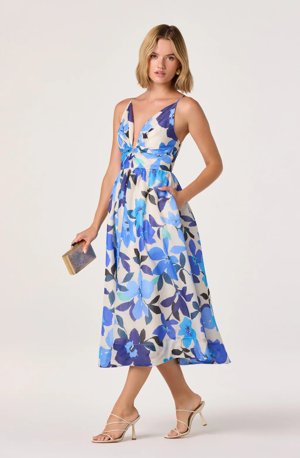 Janna Floral Plunge Midi Dress