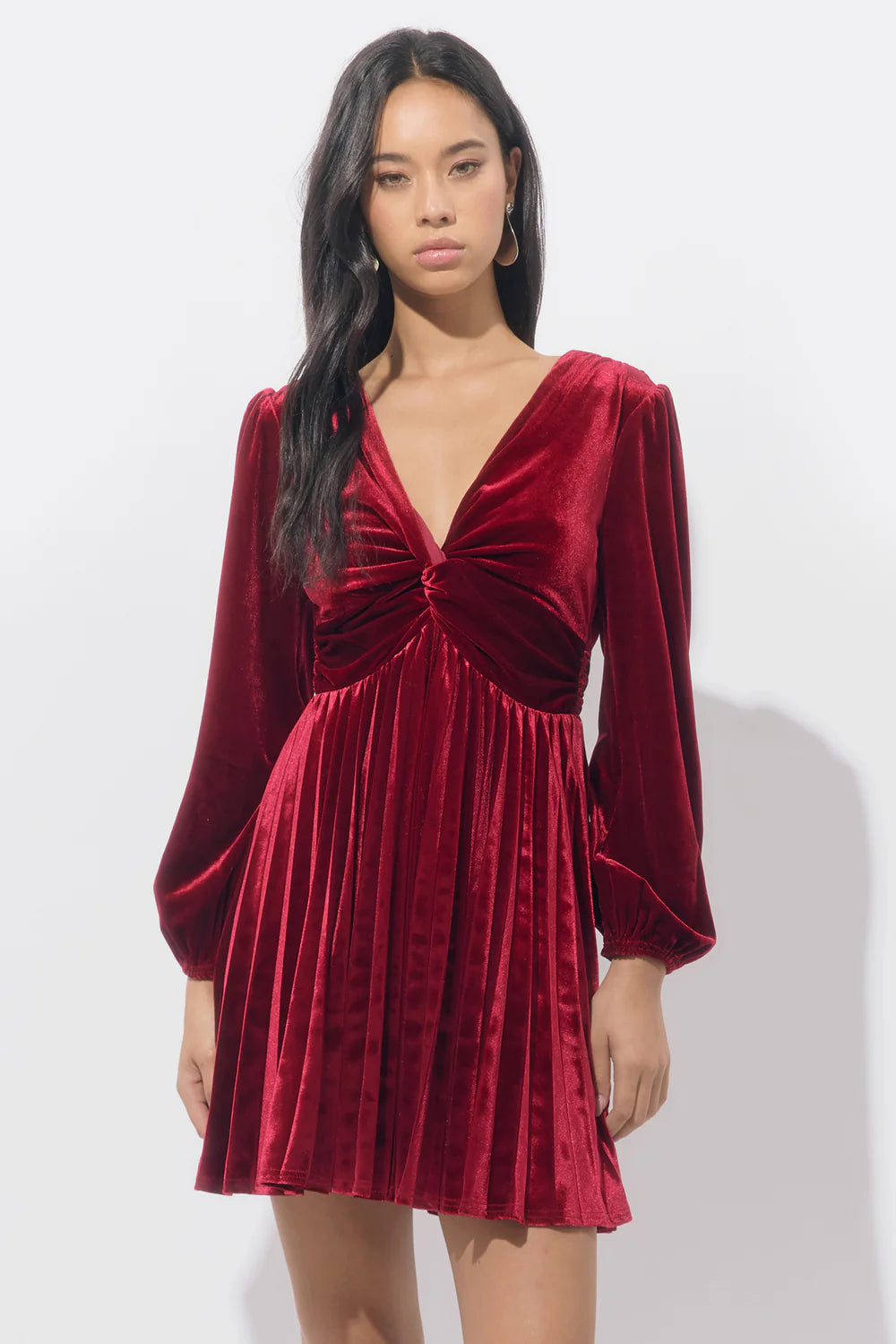 red pleated mini dress Amaree Pleated Mini Dress