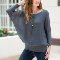 Cassandra Silk Top - Dark Gray