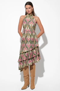 Chriselle Tiered Floral Midi Dress