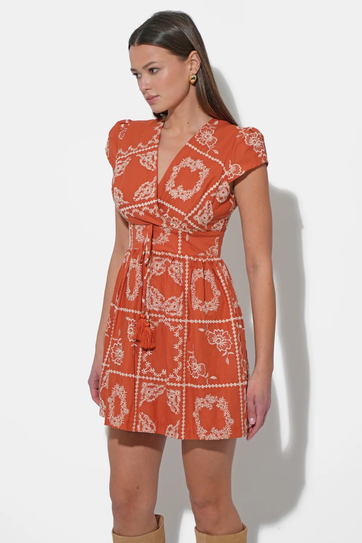 Selina Embroidered Cap Sleeve Dress