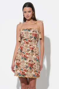 Cindy Tapestry Scalloped Mini Dress