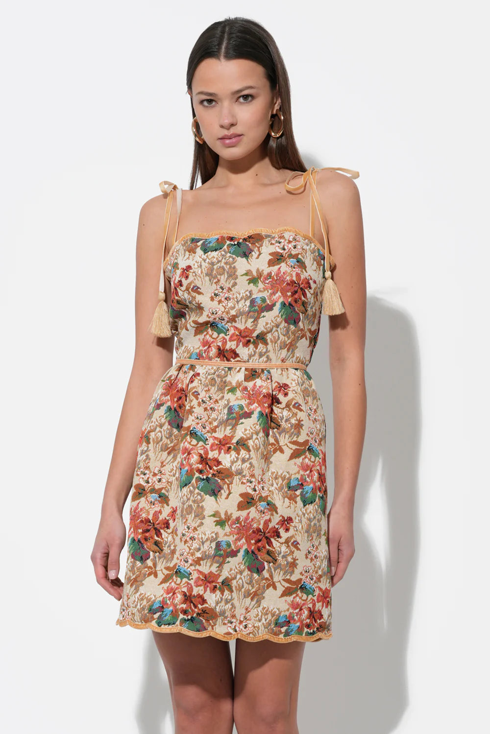 Cindy Tapestry Scalloped Mini Dress