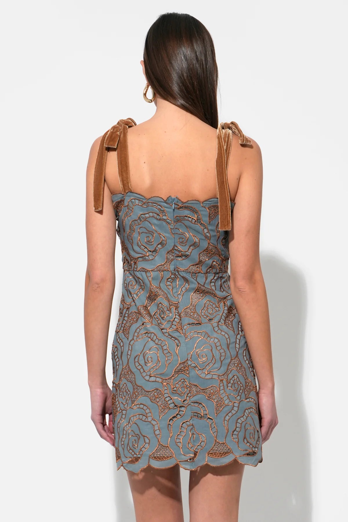 Donna Velvet Tie Lace Mini Dress